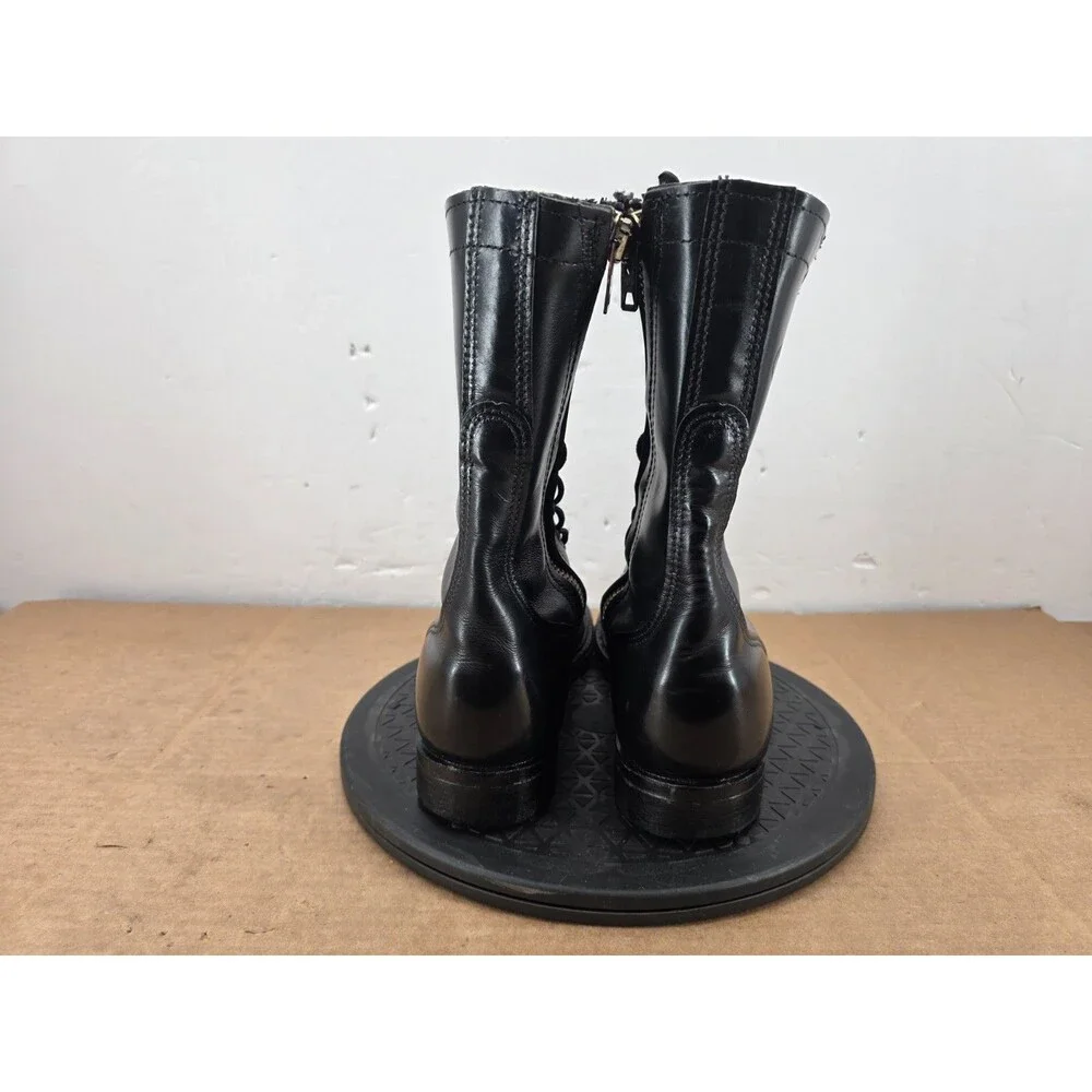 Vintage USA Carolina Men  Black Leather Military Paratrooper Jump Boots sz 8